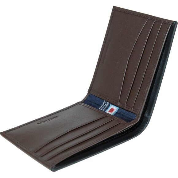 Nautica Men's Bifold Leather Wallet Black Brown RFID Blocking ID Window Card - Picture 3 of 5